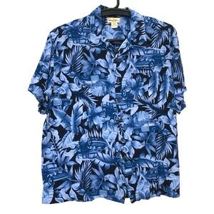 Panama Jack Mens XL Button Shirt Short Sleeve Hawaiian Cars Woody print